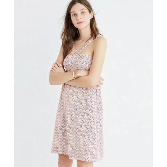 Madewell Silk Echo Grid Convertible‎ Halter Dress Sundress Babydoll in 0 XS - Picture 2 of 10